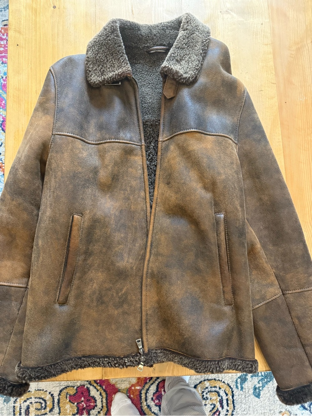 Harry Rosen Men’s Genuine Shearling Bomber Jacket – Large